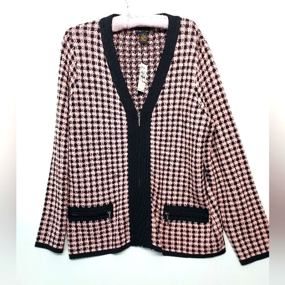 NWT Grace Dane Lewis Checkmate knit 1X , color pink icing & black - Picture 1 of 8